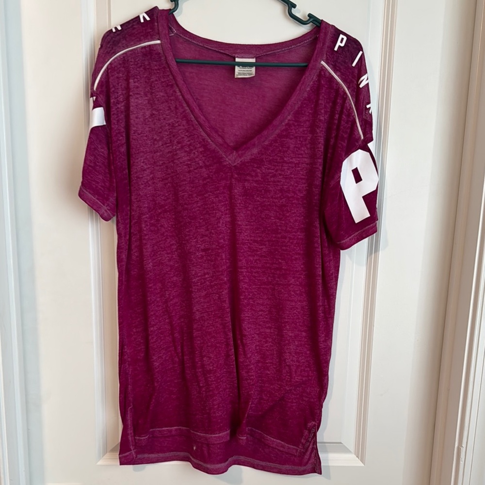 PINK Victoria's Secret Oversized Pink and White Tee